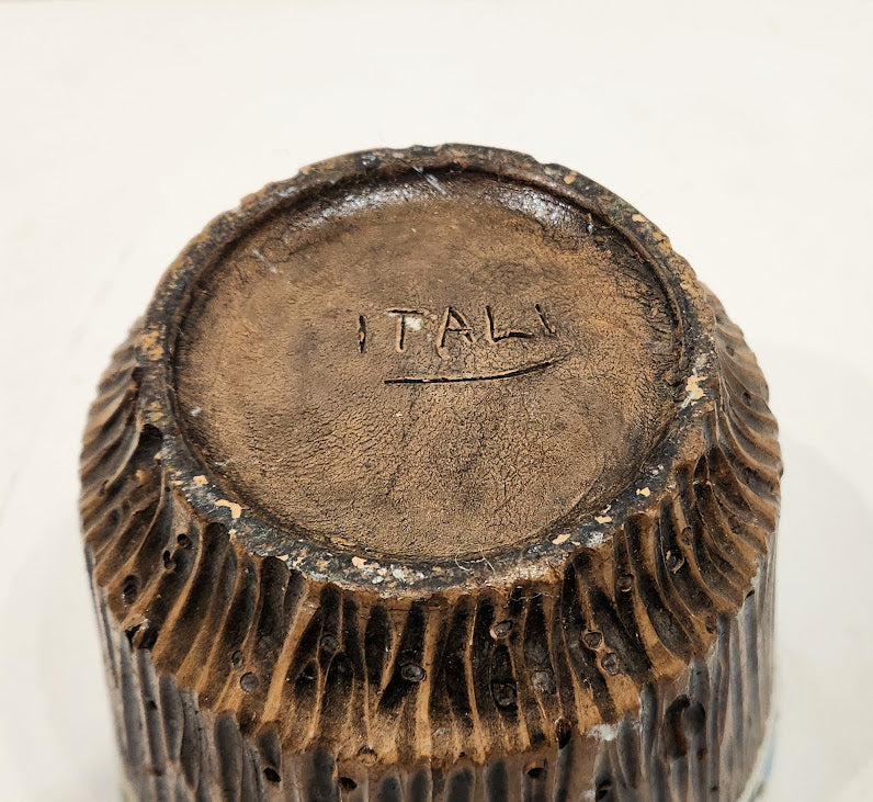 Mid Century Fratelli Bitossi Italian "Bark" MCM Pottery Vase & Planter Bowl Pot