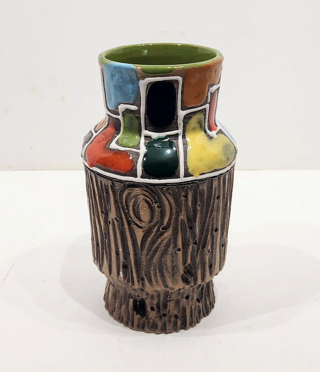 Mid Century Fratelli Bitossi Italian "Bark" MCM Pottery Vase & Planter Bowl Pot