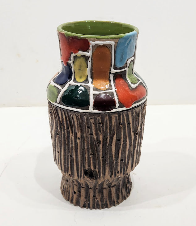 Mid Century Fratelli Bitossi Italian "Bark" MCM Pottery Vase & Planter Bowl Pot