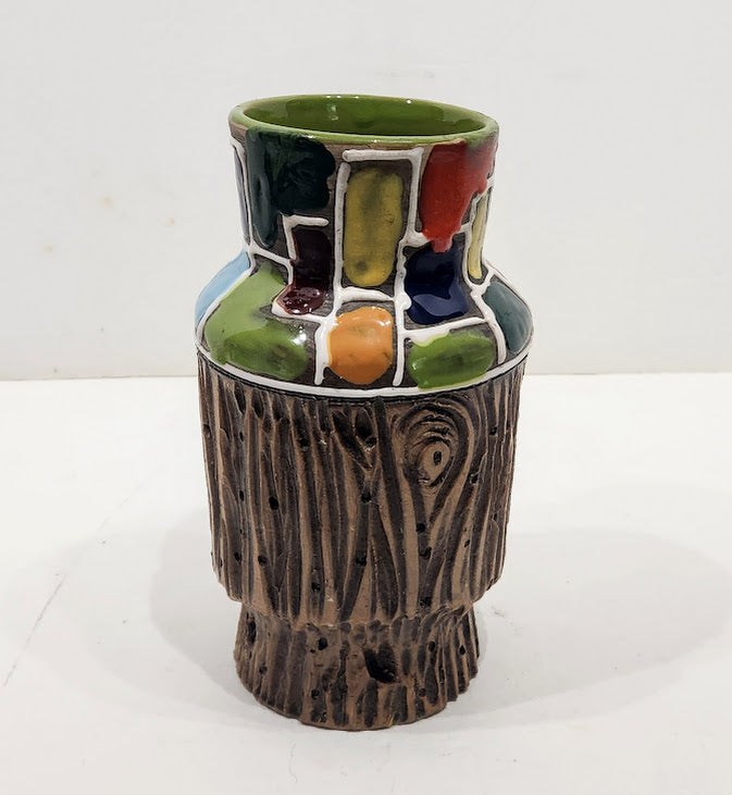 Mid Century Fratelli Bitossi Italian "Bark" MCM Pottery Vase & Planter Bowl Pot