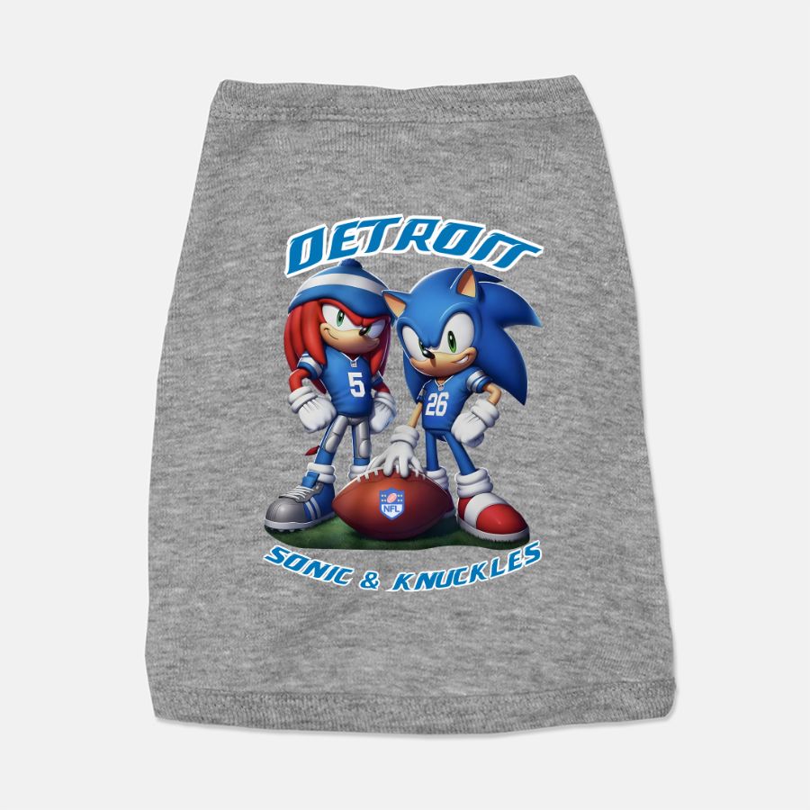 Lions Football Sonic and Knuckles - Gibbs & Montgomery Dog Cat Pet T-shirt Vest Tank Top