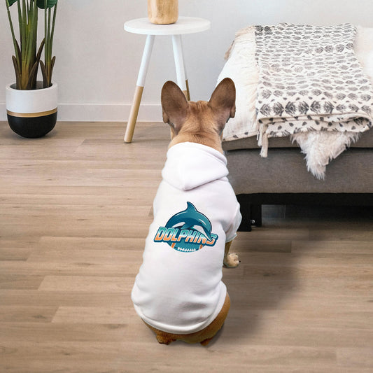 Dolphins Football Fleece-Lined Dog Pet Sweatshirt Hoodie -  Small Breed