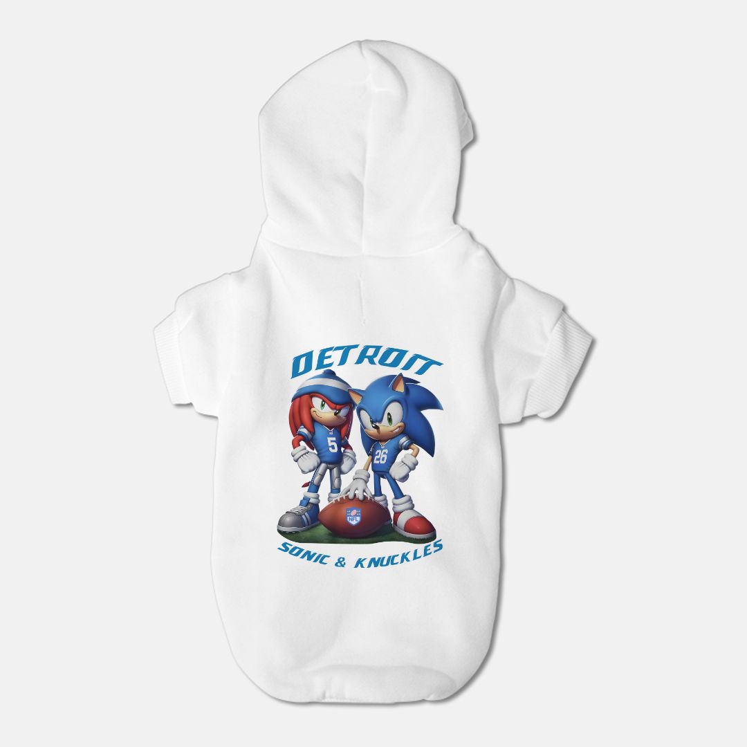 Lions Football Sonic and Knuckles Dog Cat Pet Fleece-Lined Sweatshirt Hoodie Jacket — Small Breed