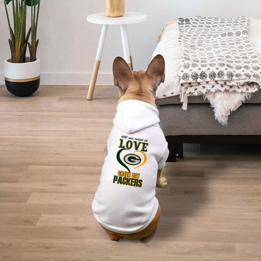 Packers Football - All We Need is (Jordan) Love - Dog Pet Fleece-Lined Sweatshirt Hoodie Jacket - Small Breed