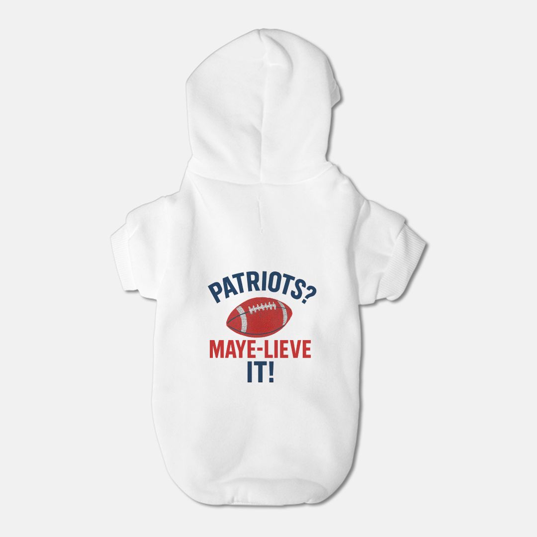 Patriots Football Dog Cat Pet Fleece-Lined Sweatshirt Hoodie - Small Breed
