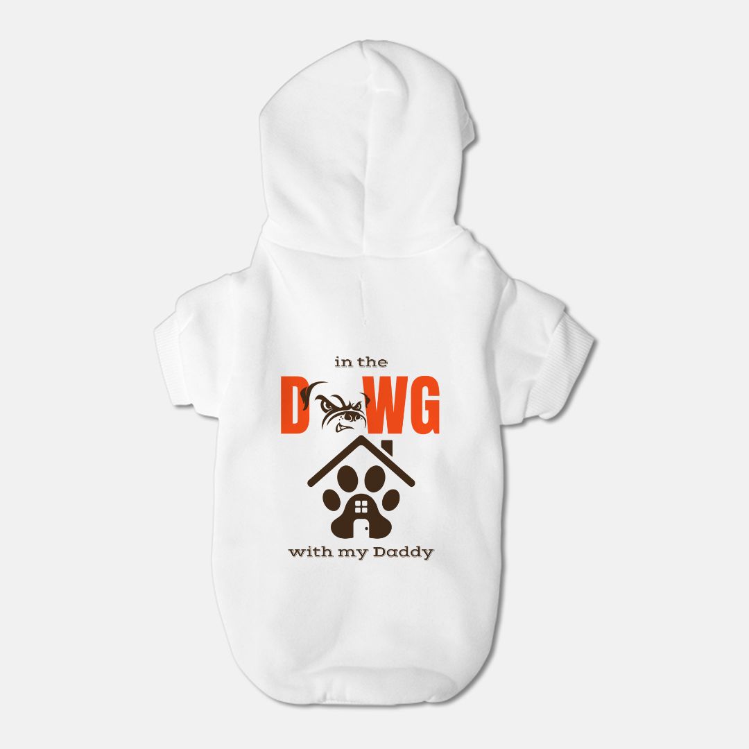 Browns Football In The Doghouse Dog Pet Fleece-lined Sweatshirt Hoodie - Small Breed