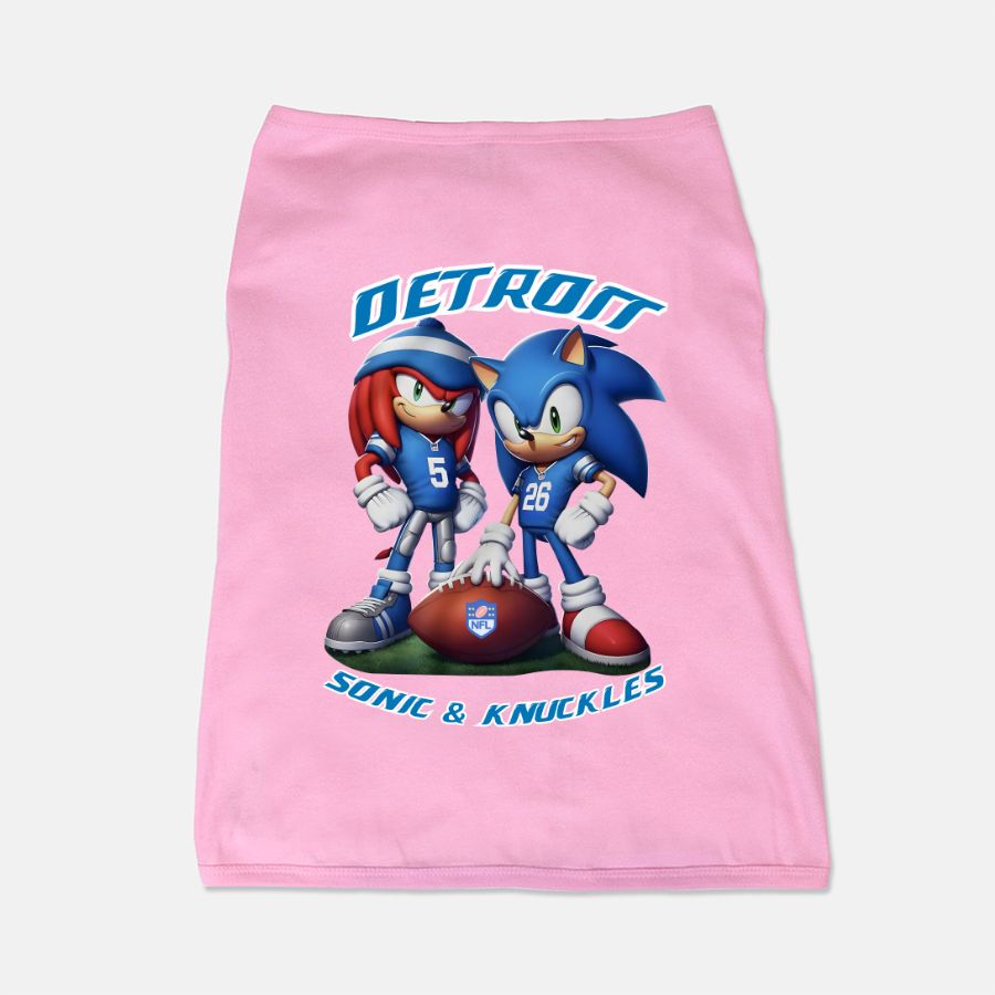 Lions Football Sonic and Knuckles - Gibbs & Montgomery Dog Cat Pet T-shirt Vest Tank Top