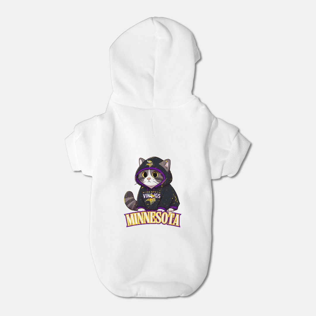Vikings Football Dog Cat Pet Fleece-Lined Sweatshirt Hoodie for Small Breeds