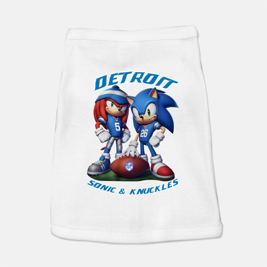 Lions Football Sonic and Knuckles - Gibbs & Montgomery Dog Cat Pet T-shirt Vest Tank Top