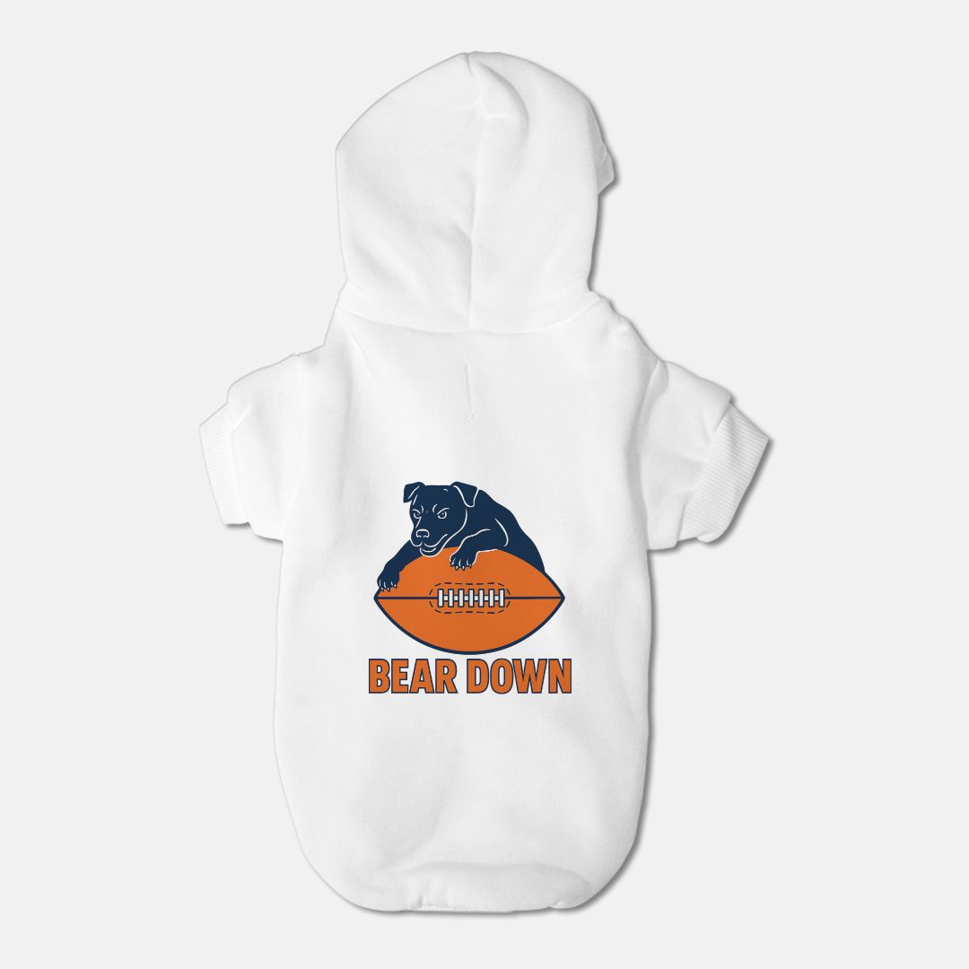 Bears Football Dog Cat Pet Fleece-Lined Sweatshirt Hoodie - Small Breed