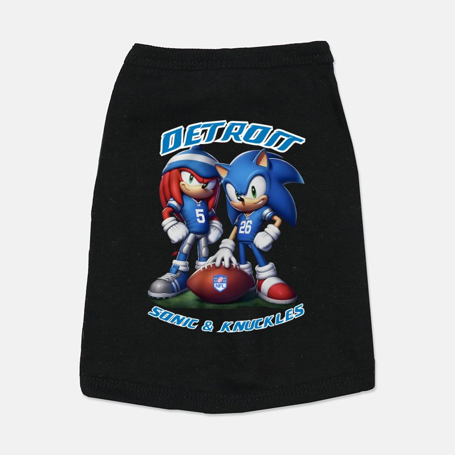 Lions Football Sonic and Knuckles - Gibbs & Montgomery Dog Cat Pet T-shirt Vest Tank Top