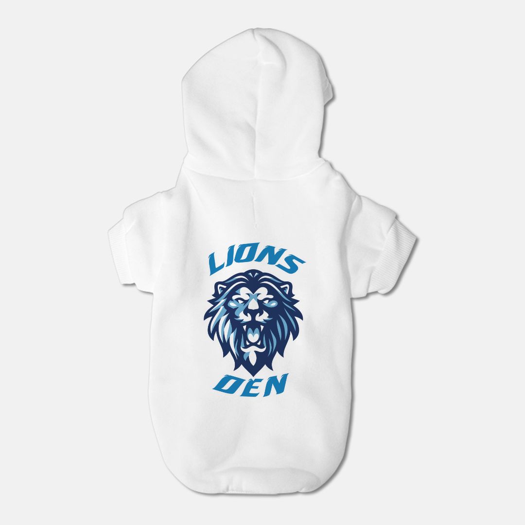 Lions Football Dog Pet Fleece-Lined Sweatshirt Hoodie — Small Breed