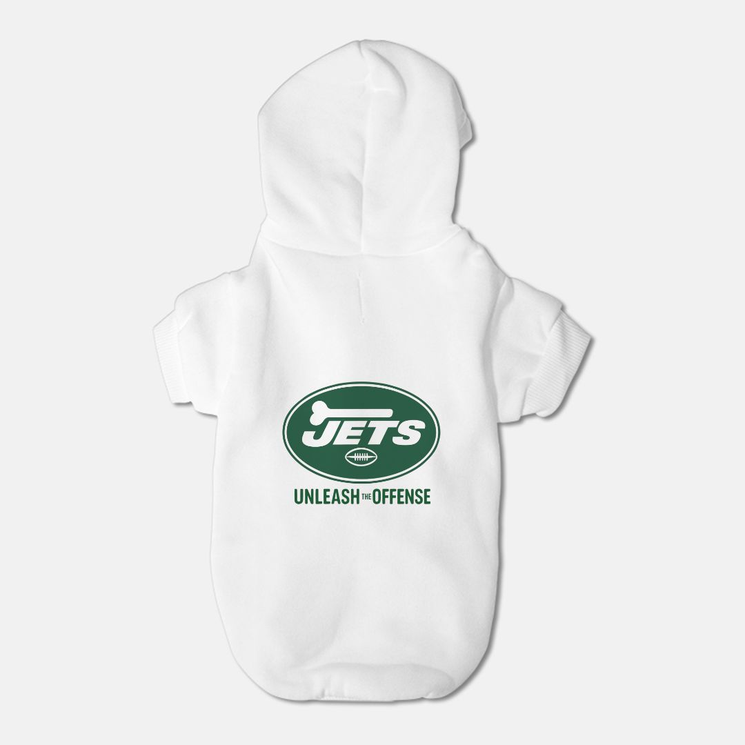 Jets Football Dog Cat Pet Fleece-Lined Sweatshirt Hoodie - Small Breed