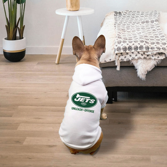 Jets Football Dog Cat Pet Fleece-Lined Sweatshirt Hoodie - Small Breed