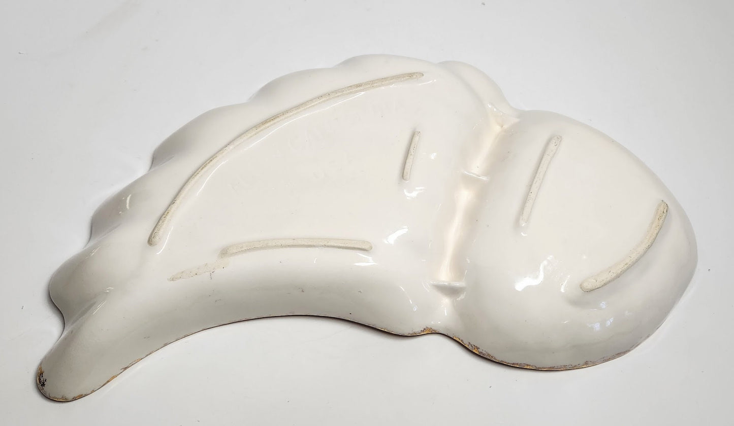 Vintage California Pottery Mid Century Modern Hollywood Regency Chips and Dip &quot;Wing&quot; Serving Tray