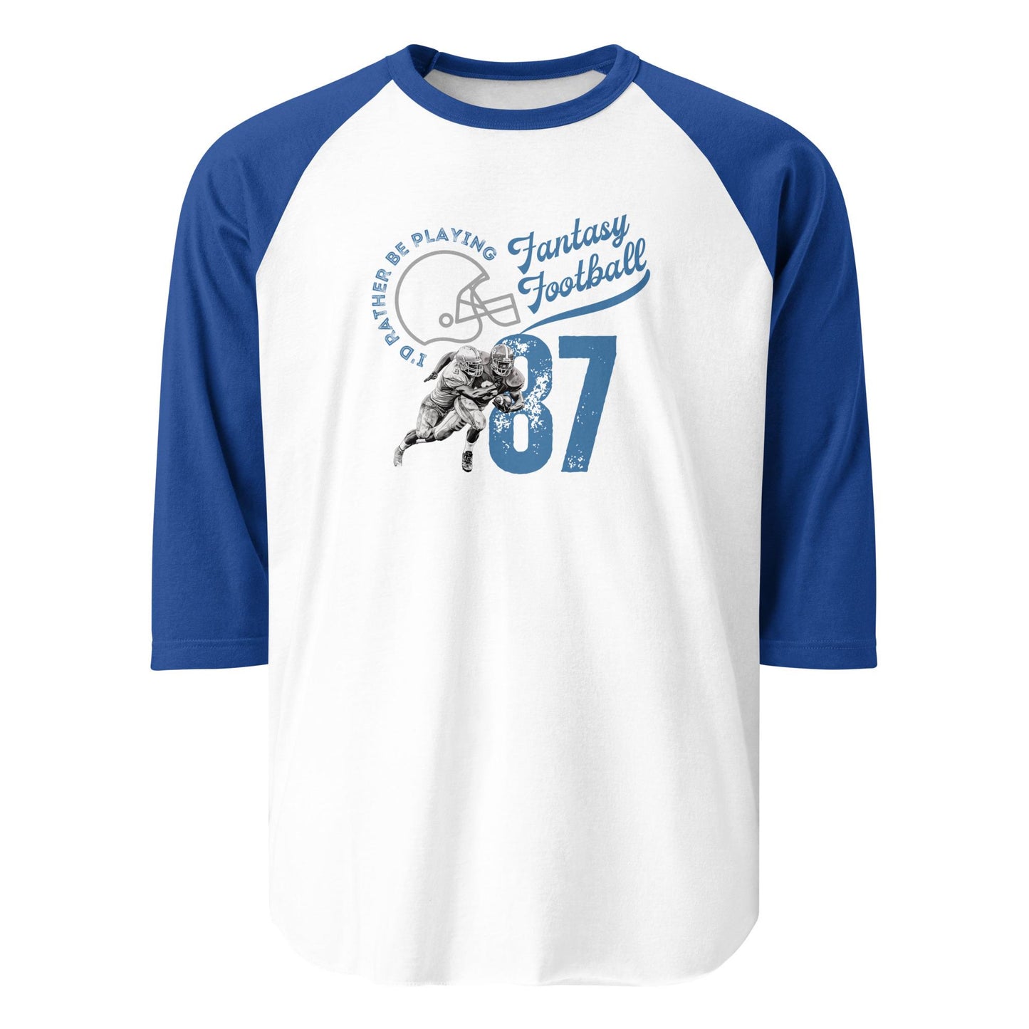 I&#39;d Rather Be Playing Fantasy Football Funny Retro 3/4 Sleeve Raglan Shirt