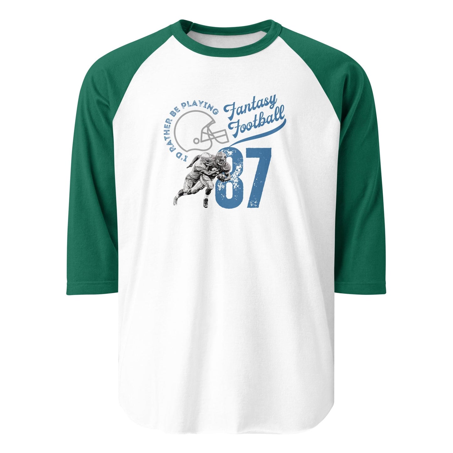 I&#39;d Rather Be Playing Fantasy Football Funny Retro 3/4 Sleeve Raglan Shirt