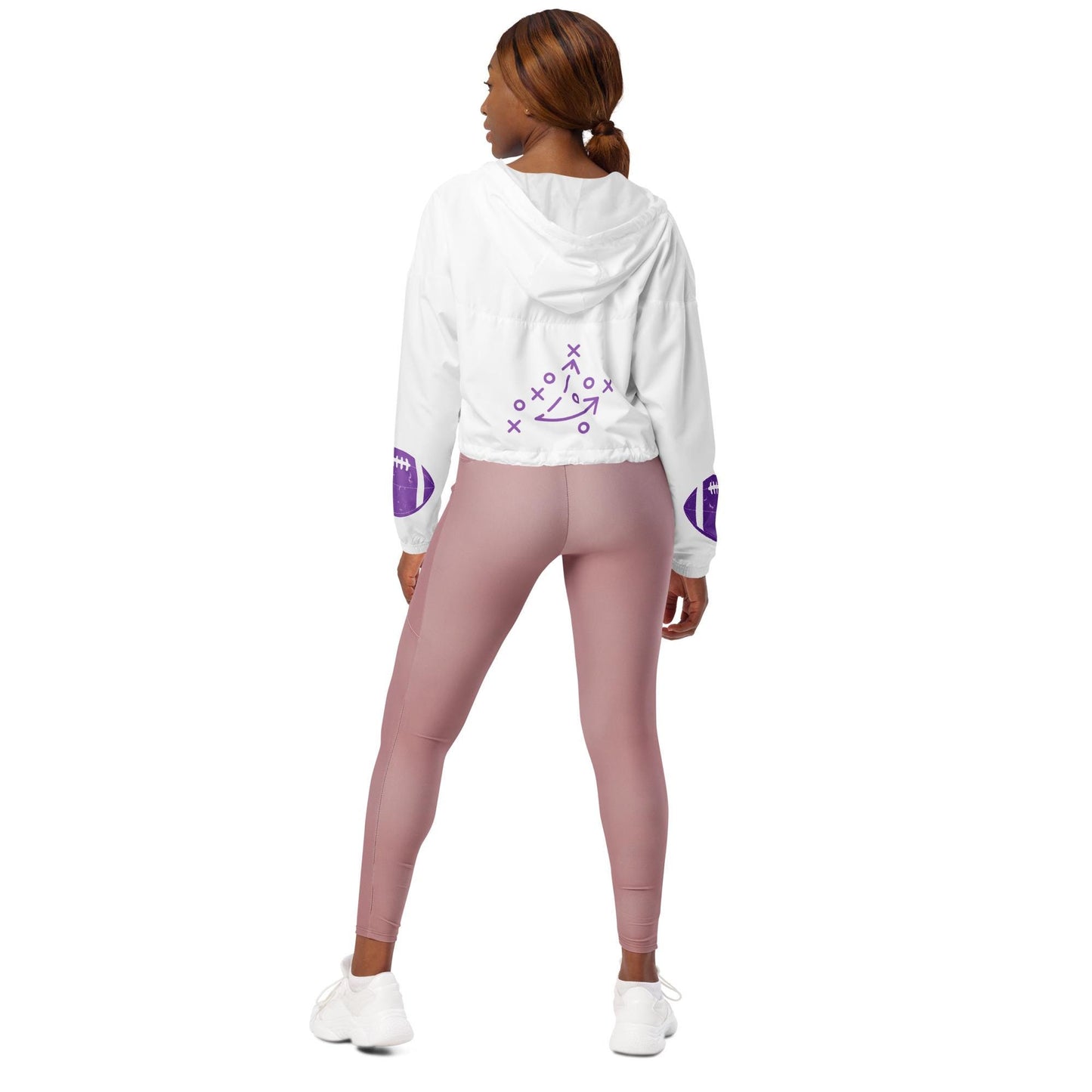 Womens Fantasy Football Novelty Trendy Cropped Hooded Waterproof Windbreaker Jacket