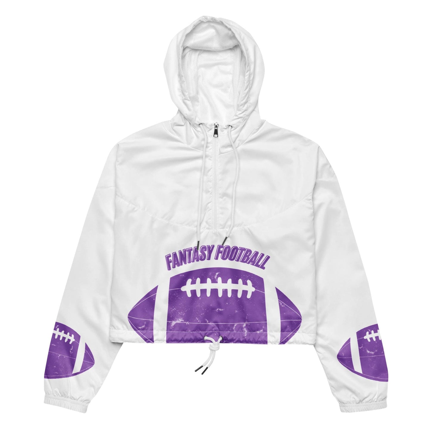 Womens Fantasy Football Novelty Trendy Cropped Hooded Waterproof Windbreaker Jacket