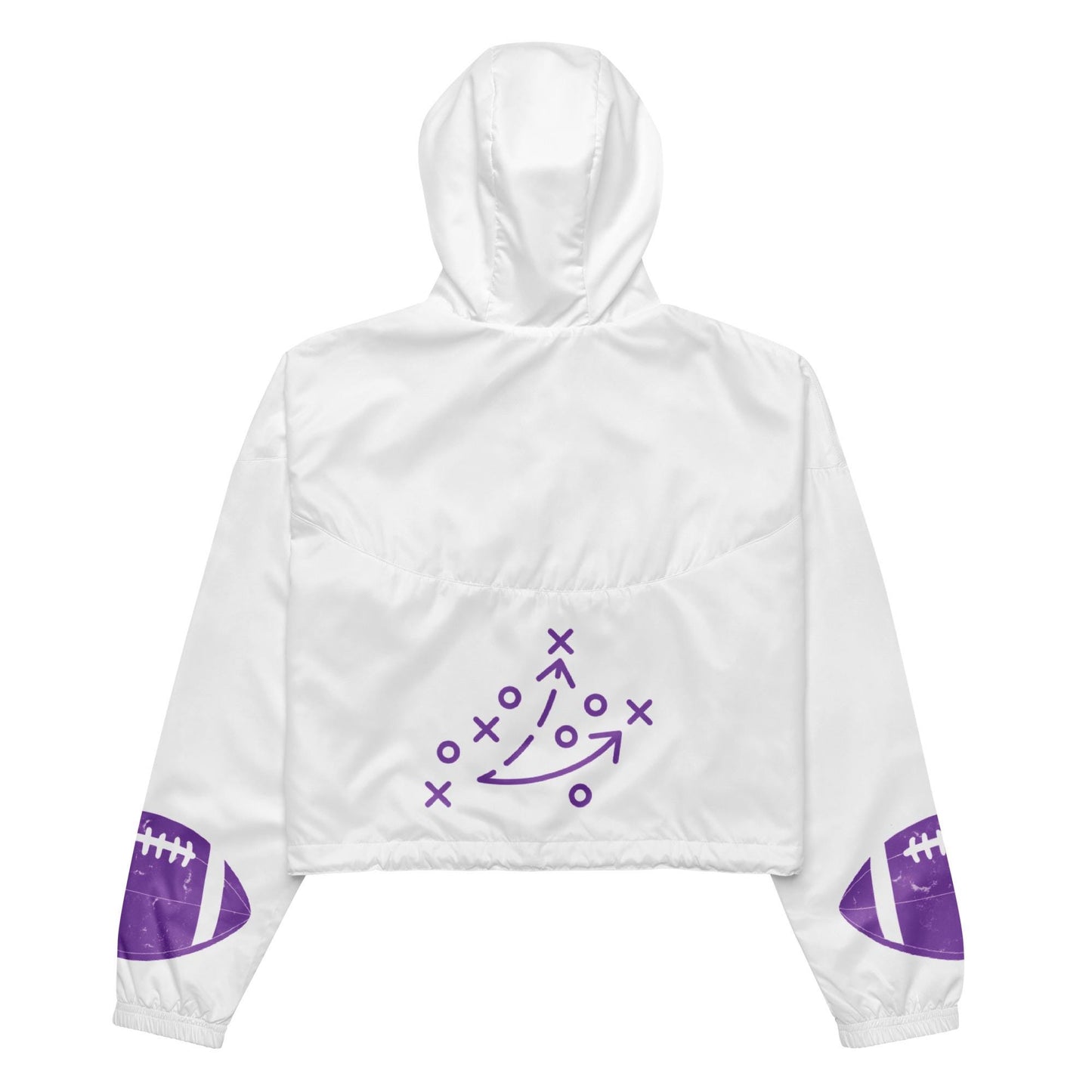 Womens Fantasy Football Novelty Trendy Cropped Hooded Waterproof Windbreaker Jacket