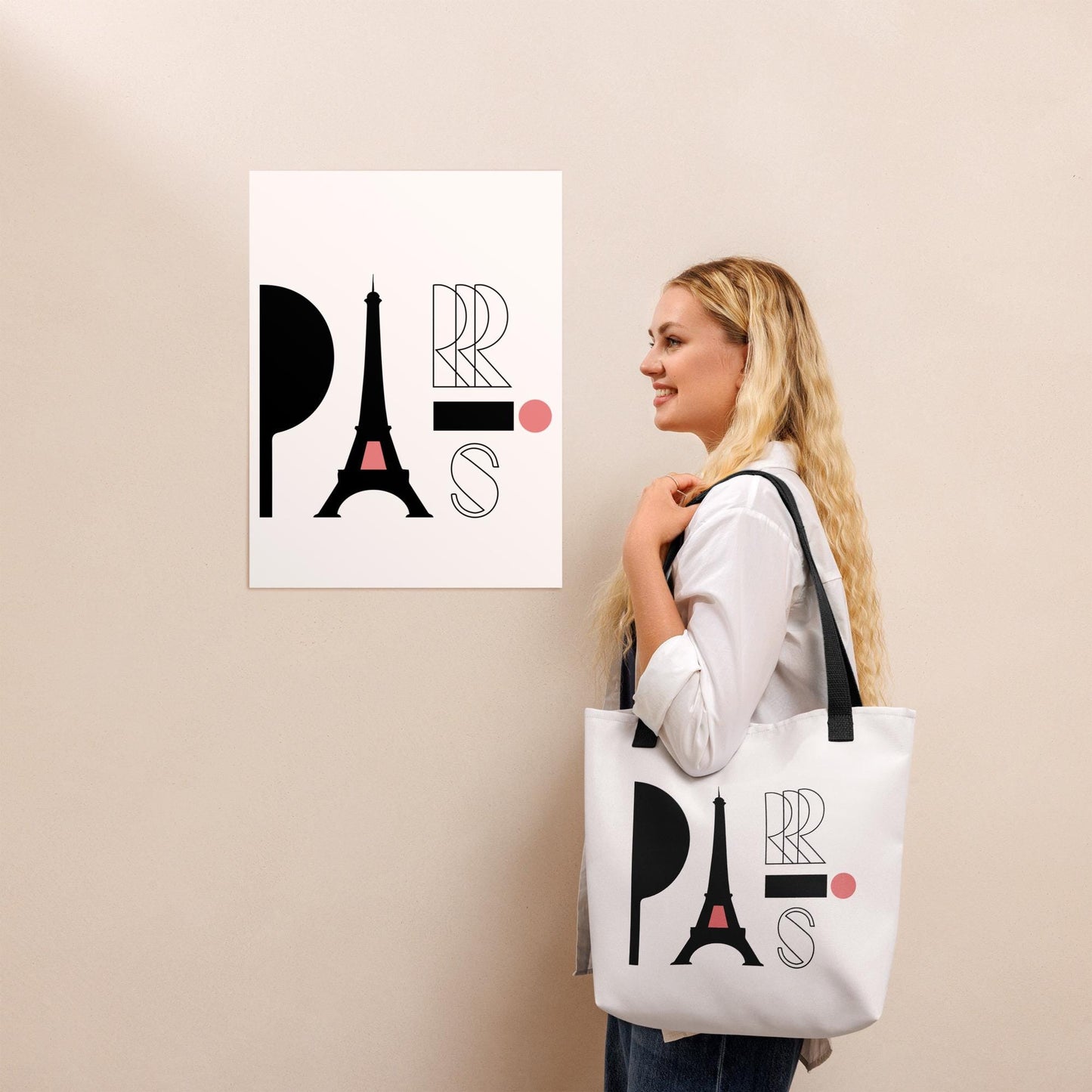 Paris Eiffel Tower Tote Bag - Travel, Shopping, Beach Bag