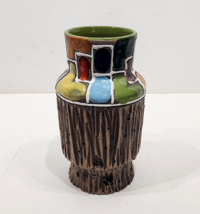 Mid Century Fratelli Bitossi Italian "Bark" MCM Pottery Vase & Planter Bowl Pot